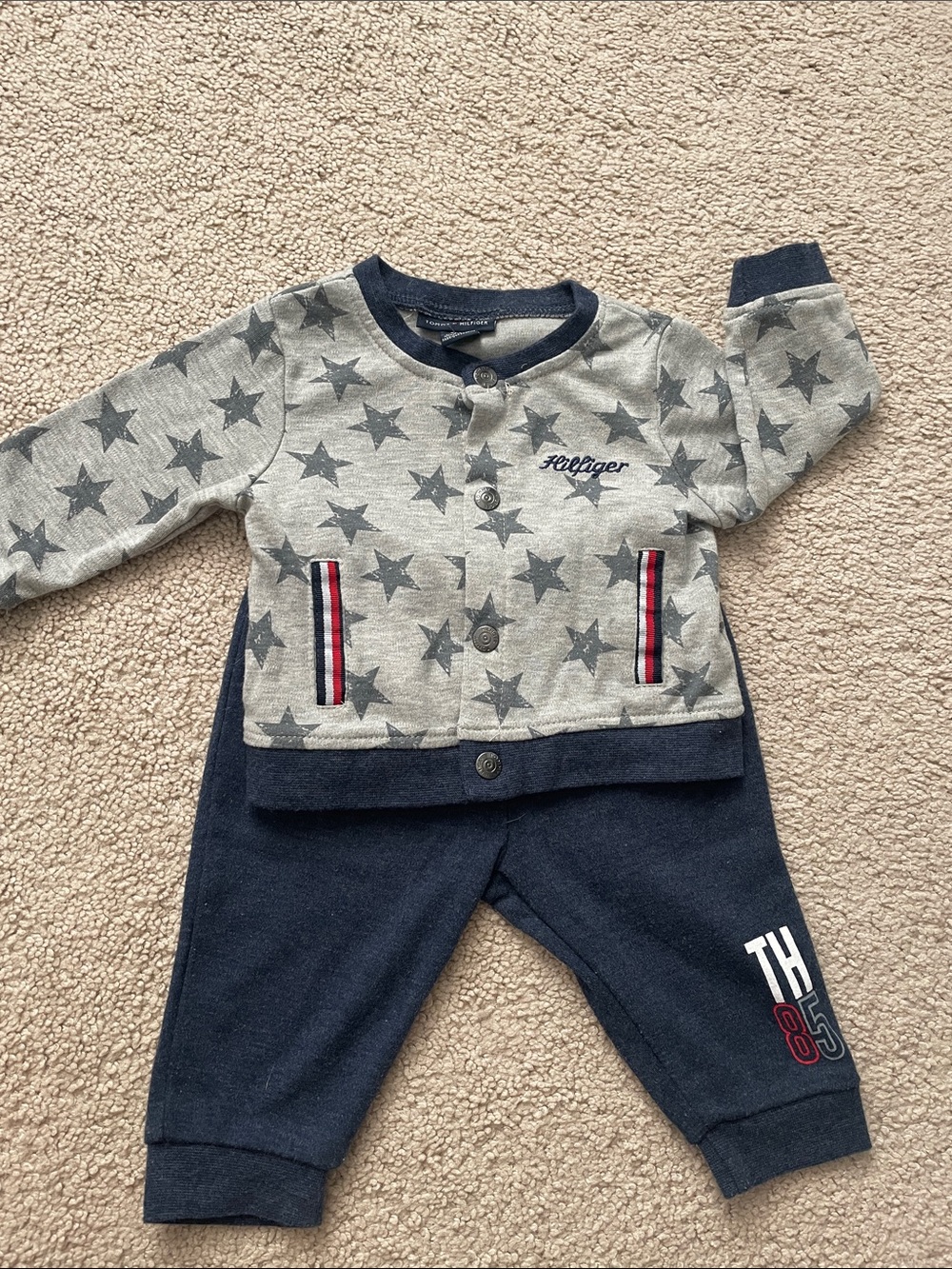 Tommy Hilfiger Grey Star Snap Jacket with Navy Joggers